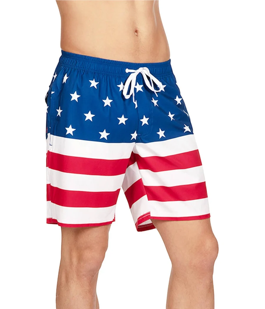 American Flag Stretch Swim Trunks - 7.5" Inseam - Image 5