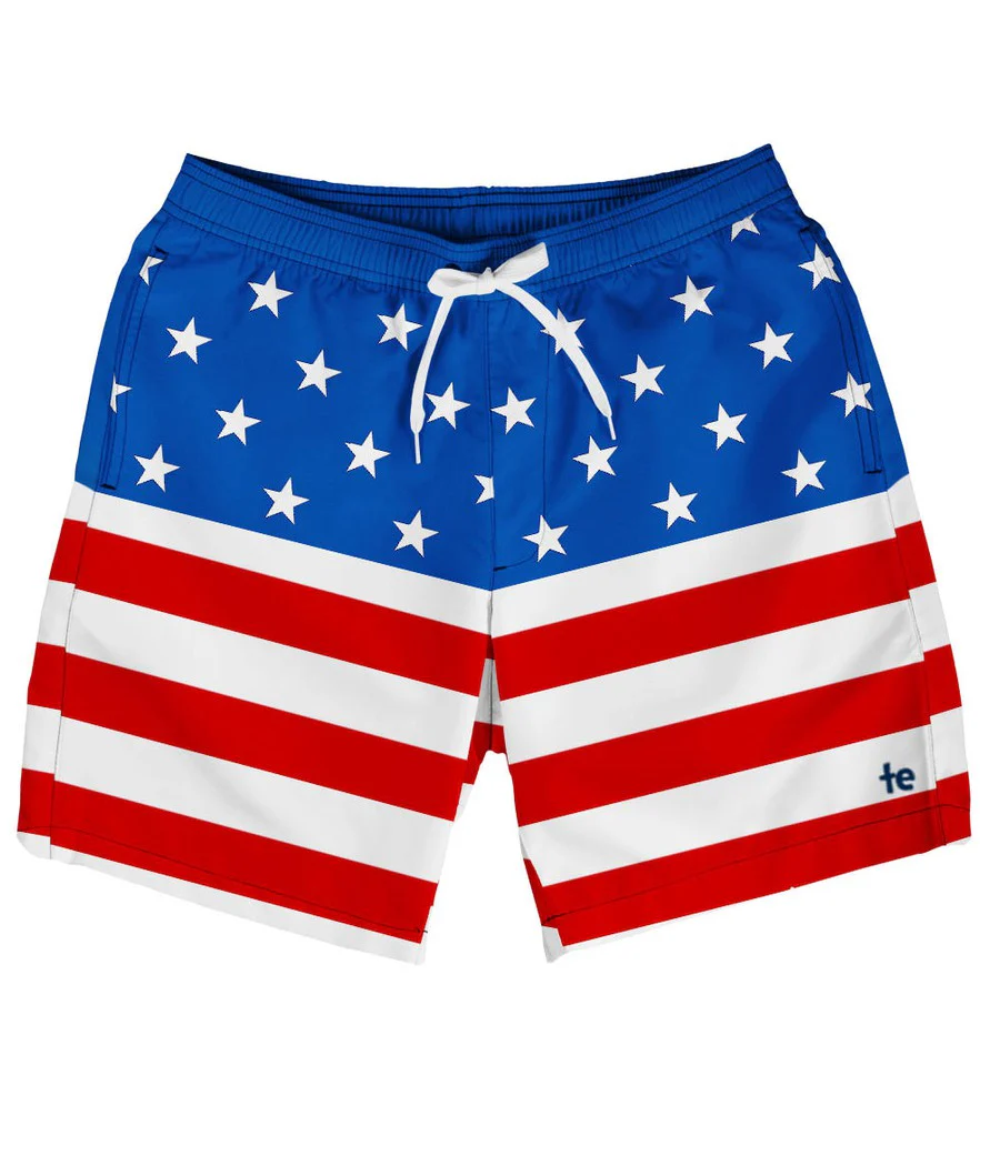 American Flag Stretch Swim Trunks - 7.5" Inseam - Image 6