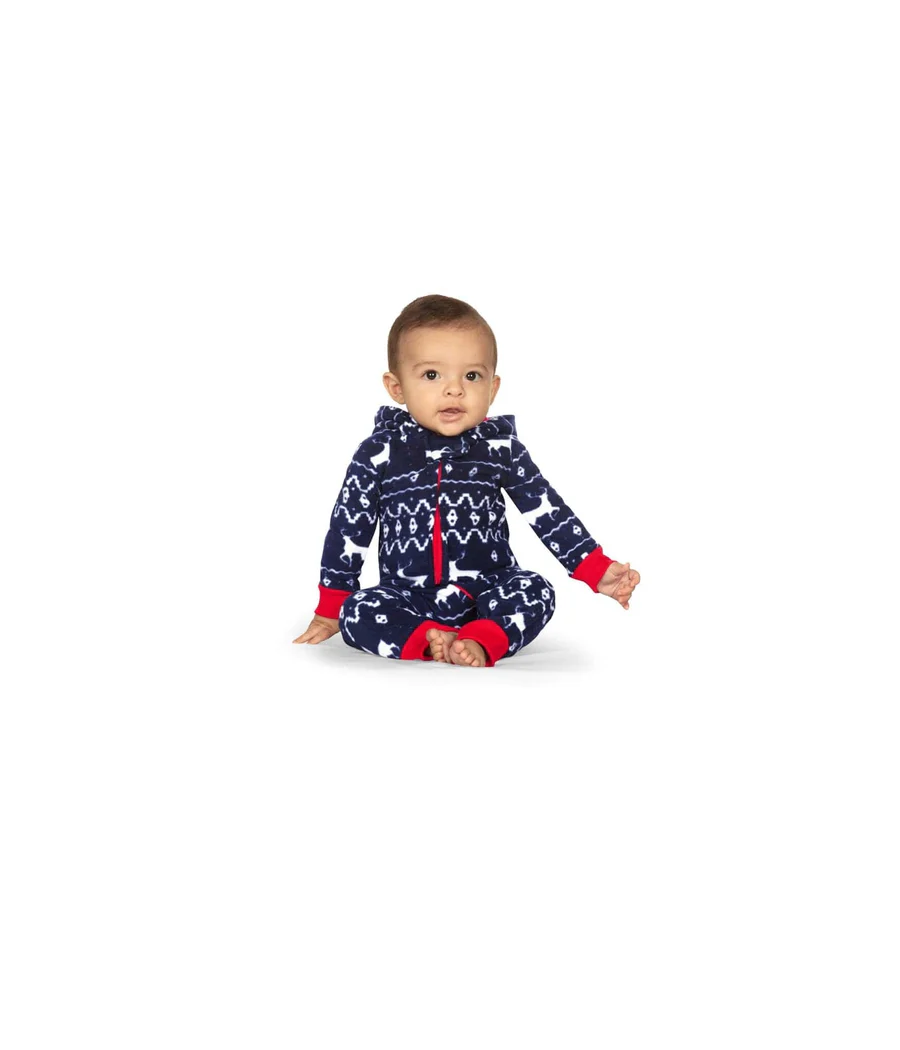 Baby Boy's Blue Reindeer Jumpsuit - Image 2
