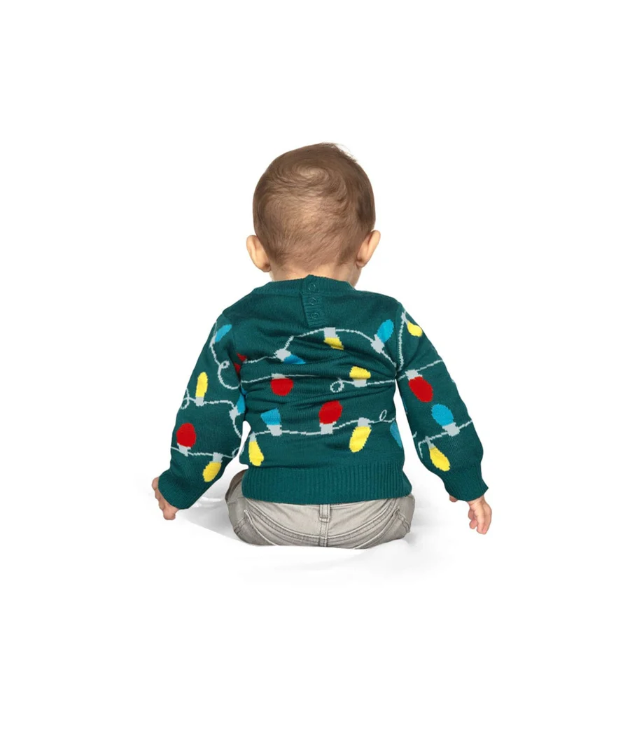 Baby Boy's Green Christmas Lights Sweater - Image 3
