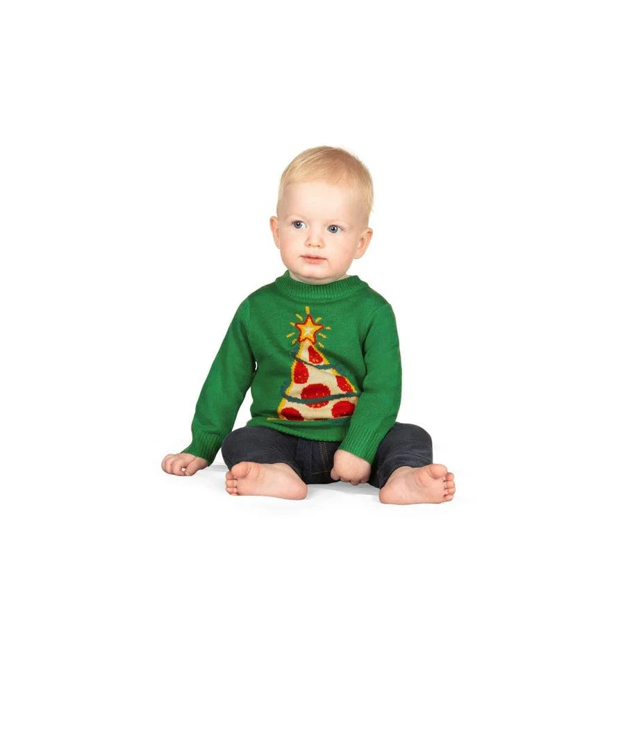 Baby Boy's Pizza Tree Ugly Christmas Sweater - Image 2