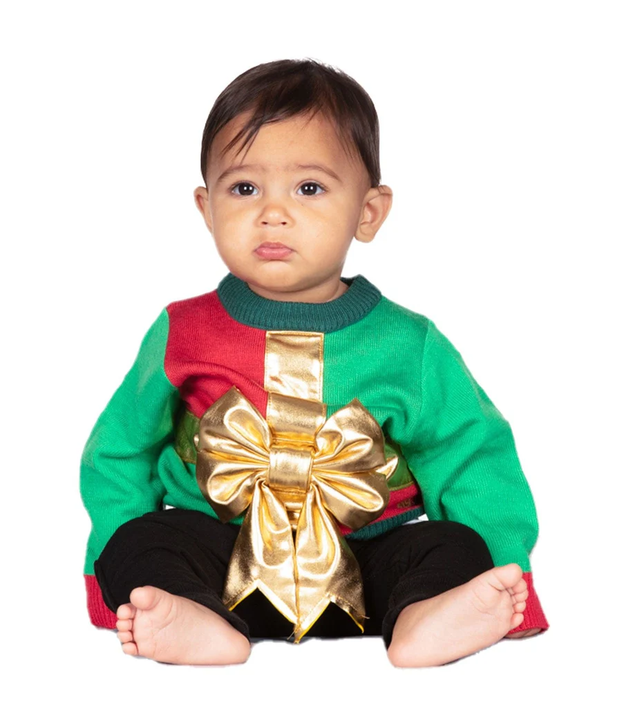 Baby Boy's Little Present Ugly Christmas Sweater - Image 2