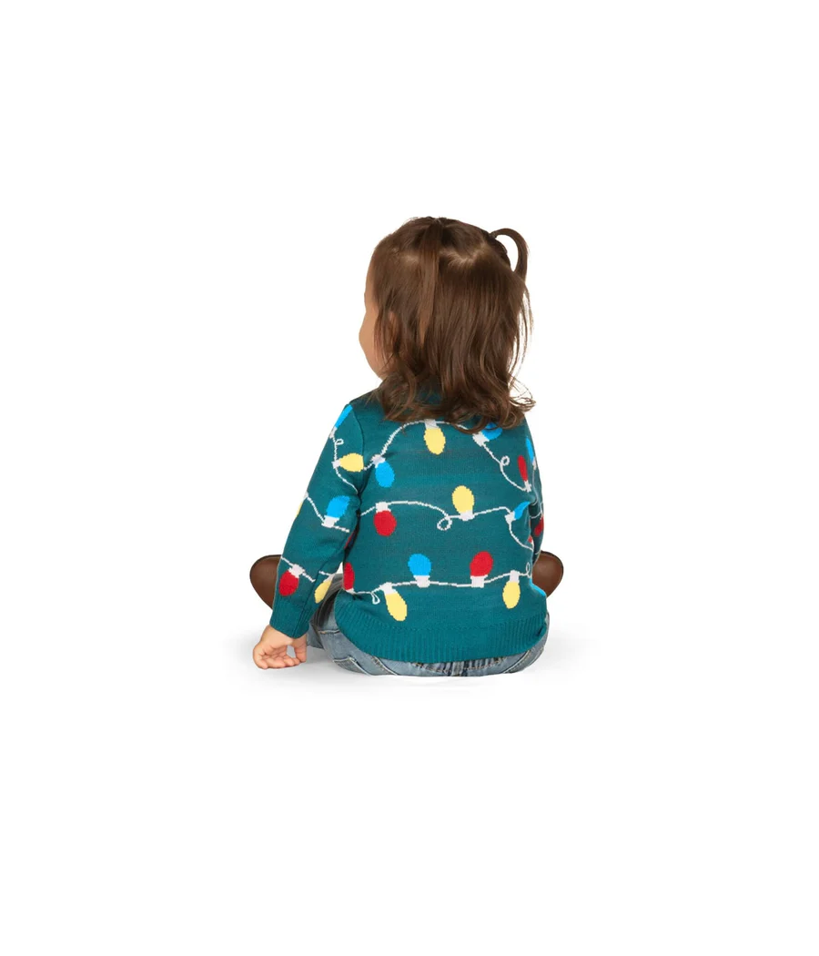 Baby Girl's Green Christmas Lights Sweater - Image 3