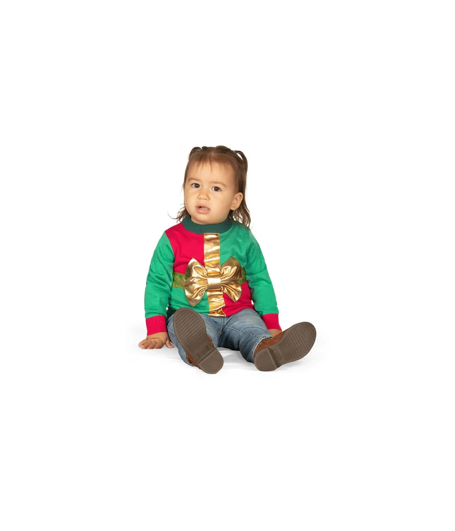 Baby Girl's Little Present Ugly Christmas Sweater - Image 2