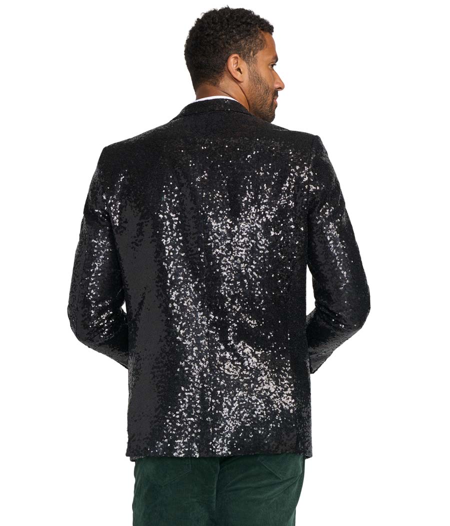 Men's Black Sequin Blazer - Image 2