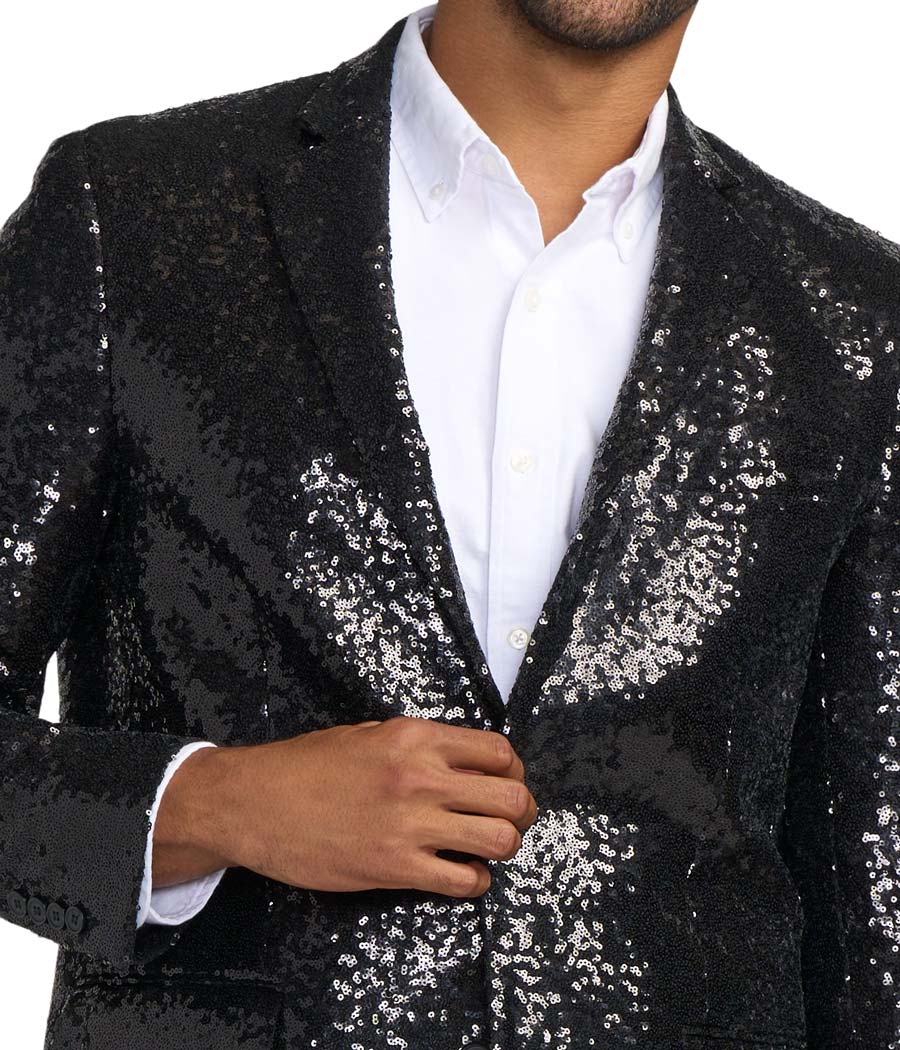 Men's Black Sequin Blazer - Image 3