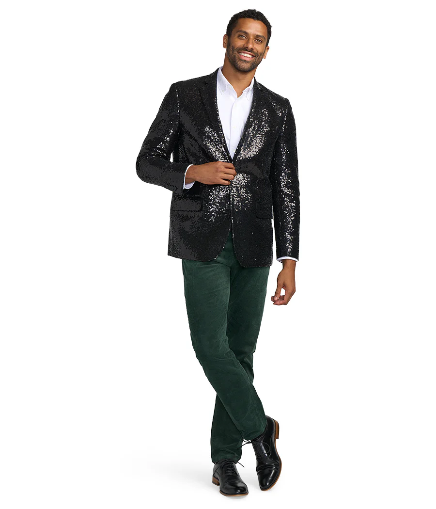 Men's Black Sequin Blazer - Image 4