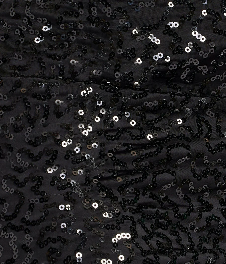 Black Sequin High Waisted Leggings - Image 4