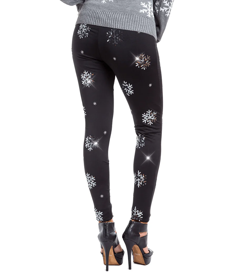 Sequined Snowflake Leggings - Image 2