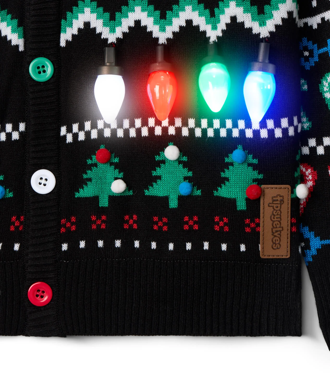 Boy's Fair Isle Rudolph Light Up Christmas Cardigan Sweater - Image 4