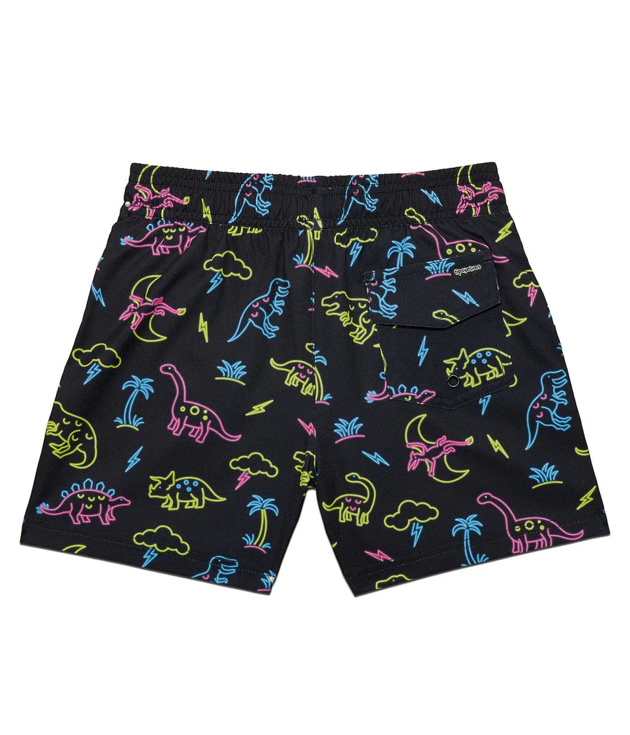 Boy's Neon Dinosaur Stretch Swim Trunks - Image 2