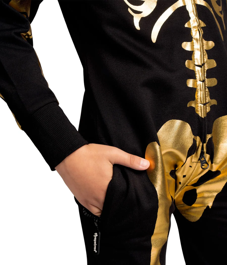 Boy's Gold Skeleton Costume - Image 4