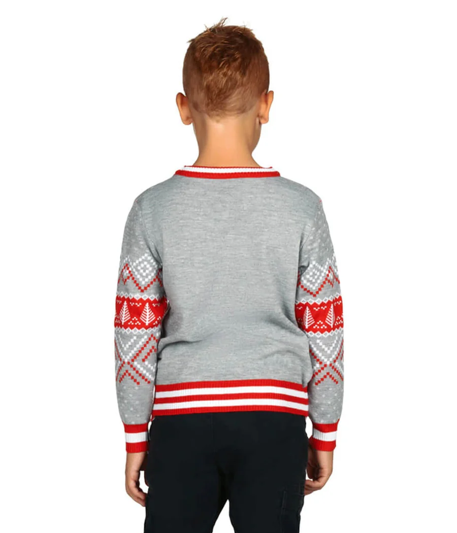 Boy's Sequin Rudolph Light Up Ugly Christmas Sweater - Image 2