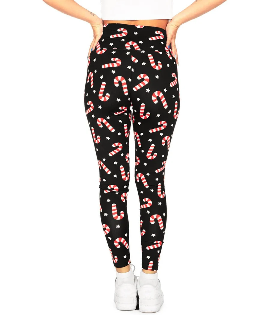 Candy Cane High Waisted Leggings - Image 2