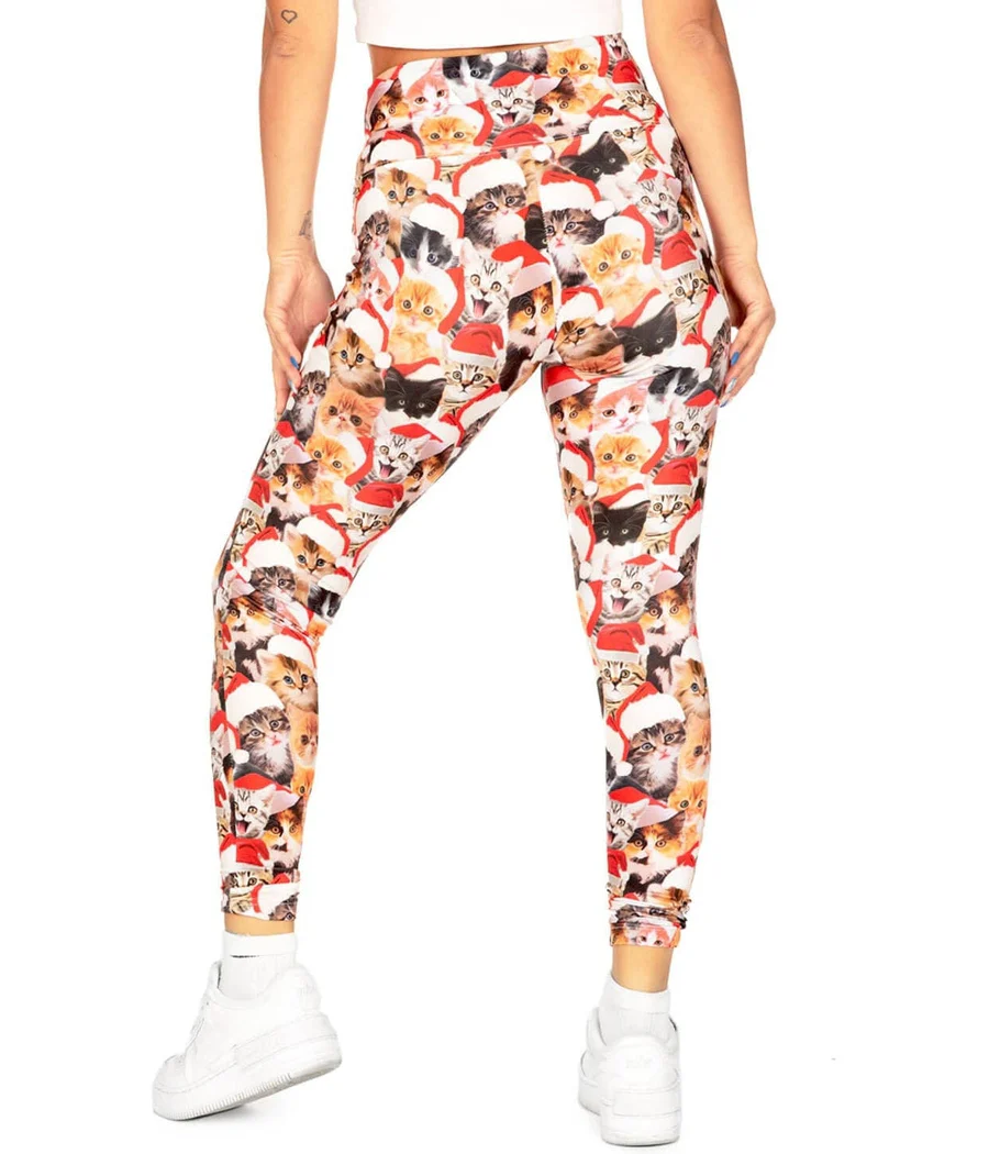 Christmas Cat High Waisted Leggings - Image 2