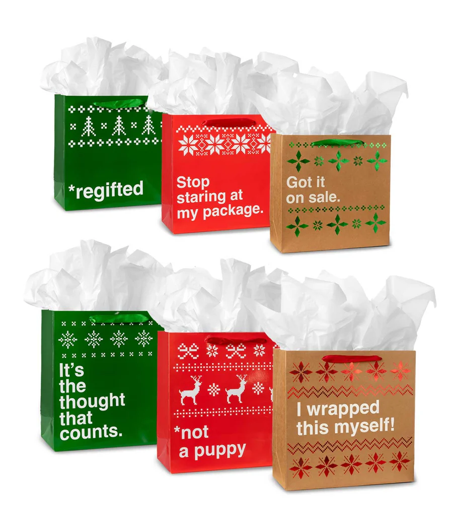 Funny Christmas Gift Bags - Set of 6 - Image 2