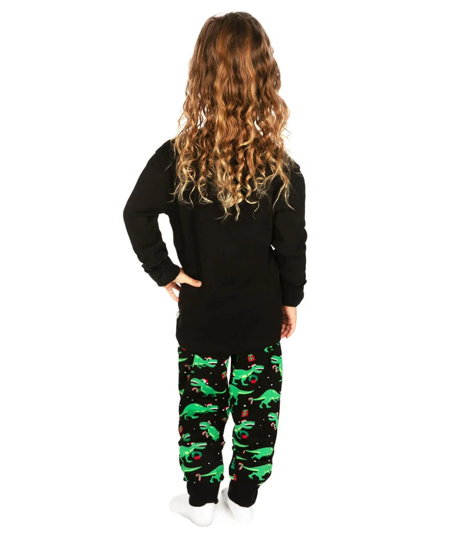 Girl's Rawr Dinosaur Crew Neck Pajama Set - Image 2
