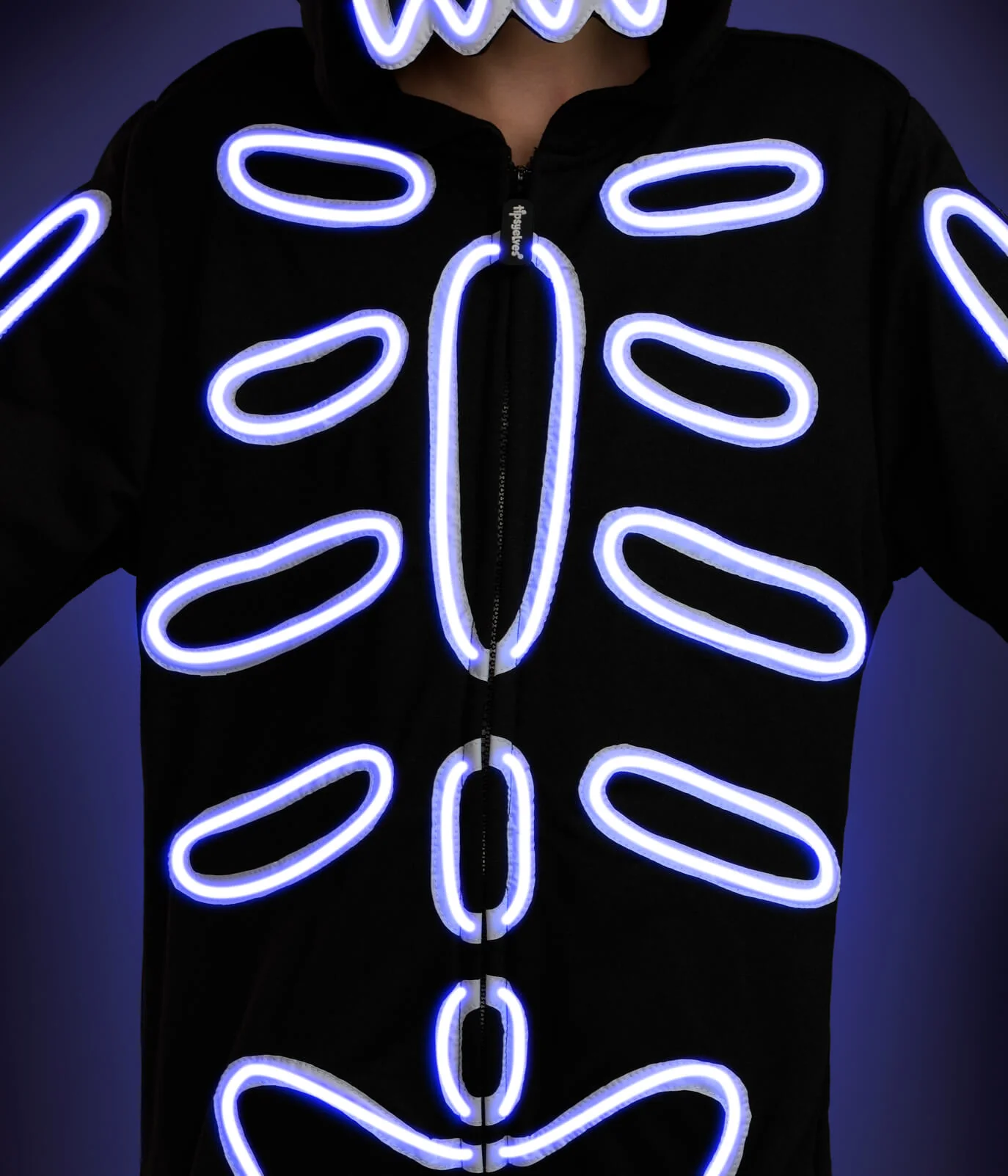 Girl's Neon LED Light Up Skeleton Costume - Image 3