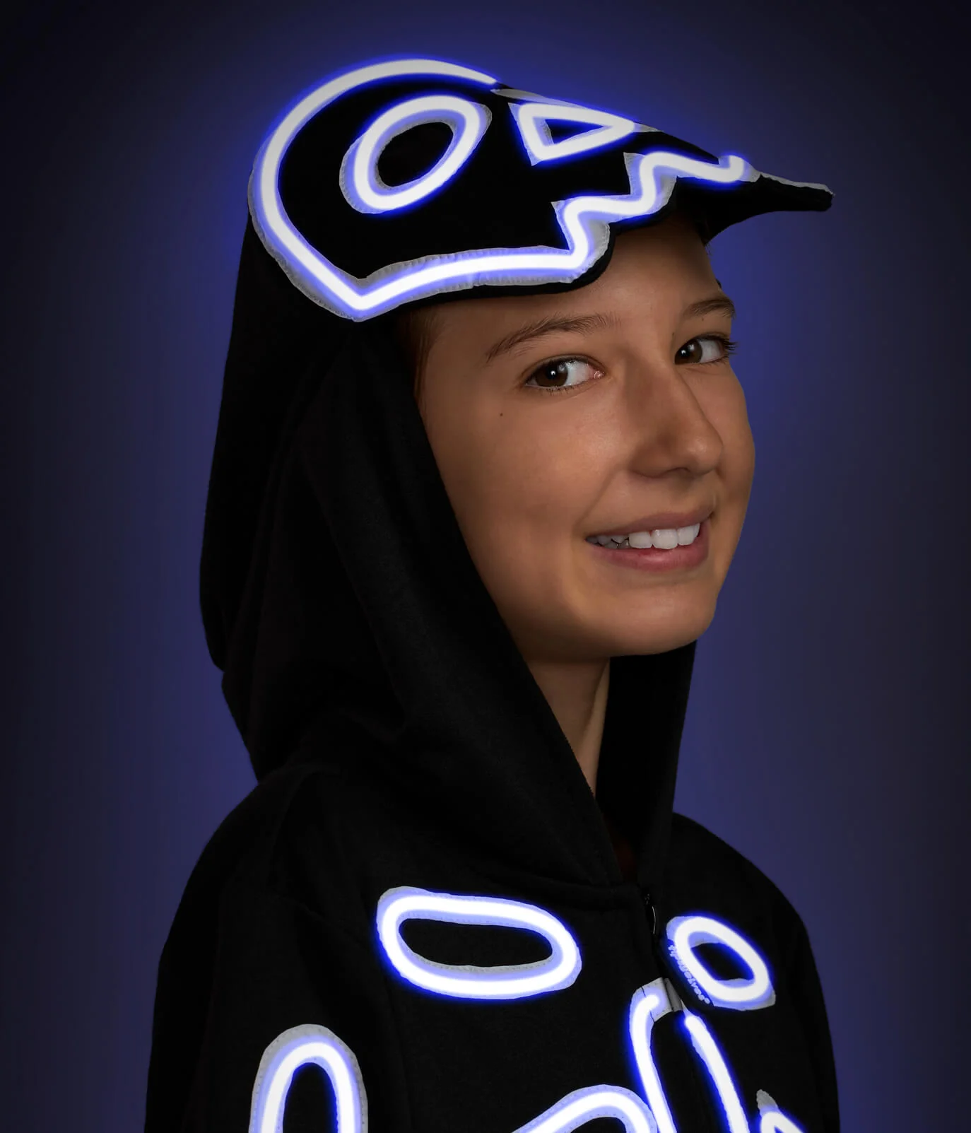 Girl's Neon LED Light Up Skeleton Costume - Image 6