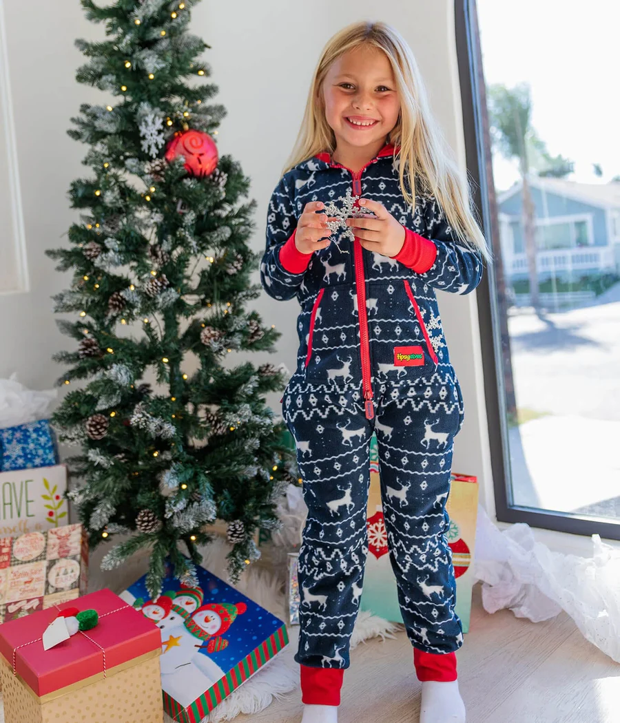 Girl's Blue Reindeer Jumpsuit - Image 2