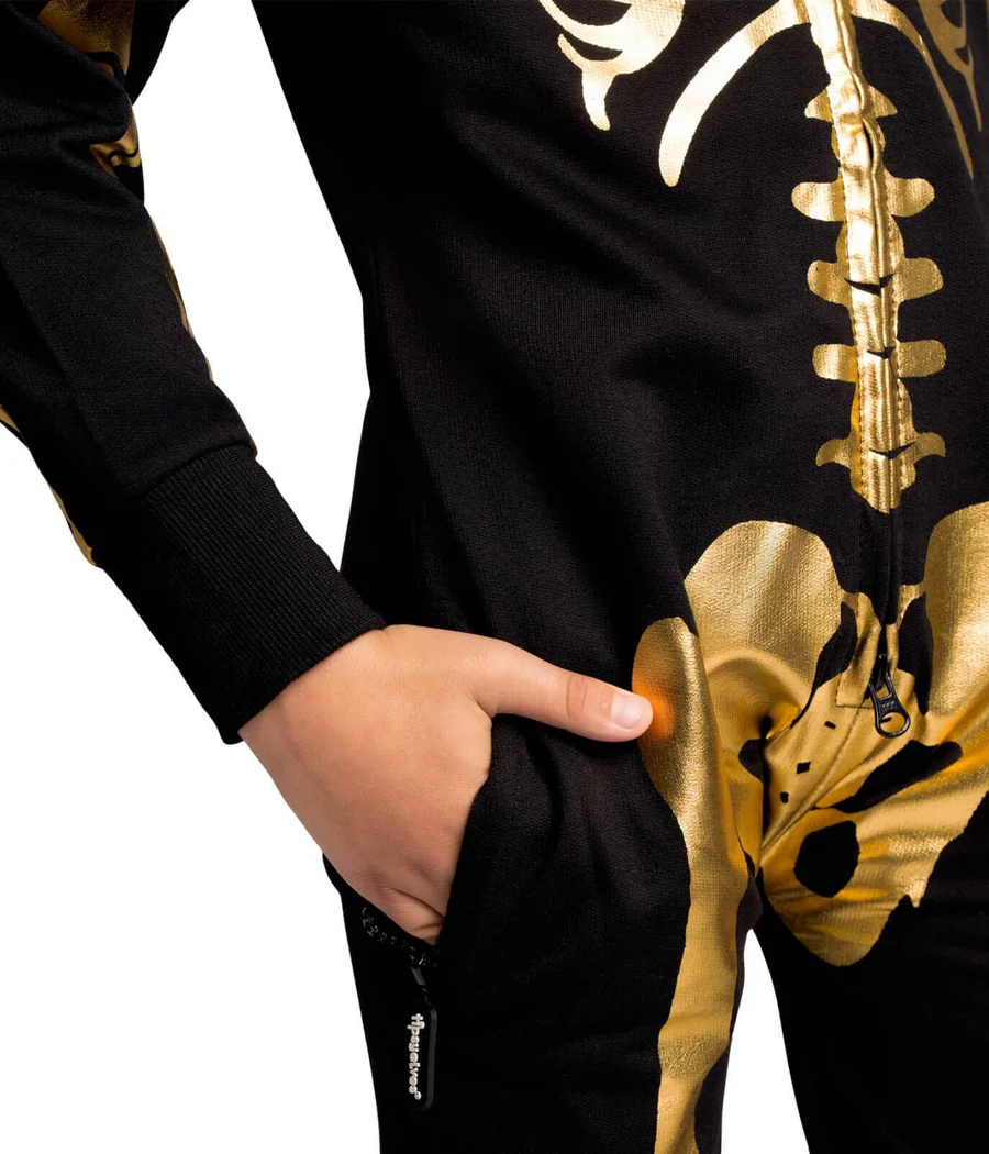 Girl's Gold Skeleton Costume - Image 3