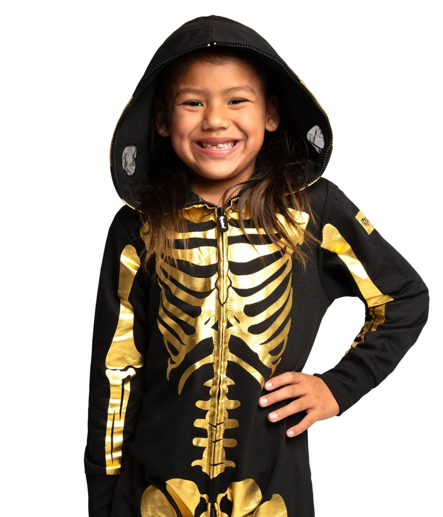 Girl's Gold Skeleton Costume - Image 4