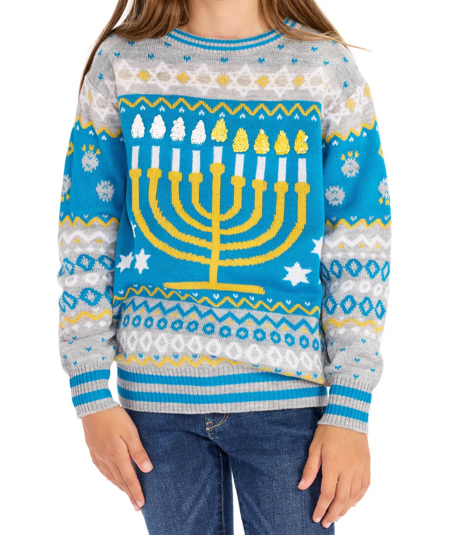 Girl's Reversible Sequin Hanukkah Sweater - Image 3