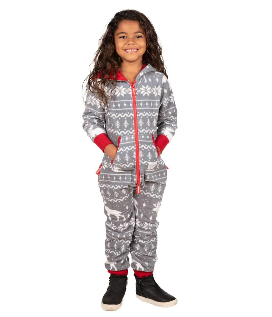 Girl's Grey Moose Jumpsuit - Image 2