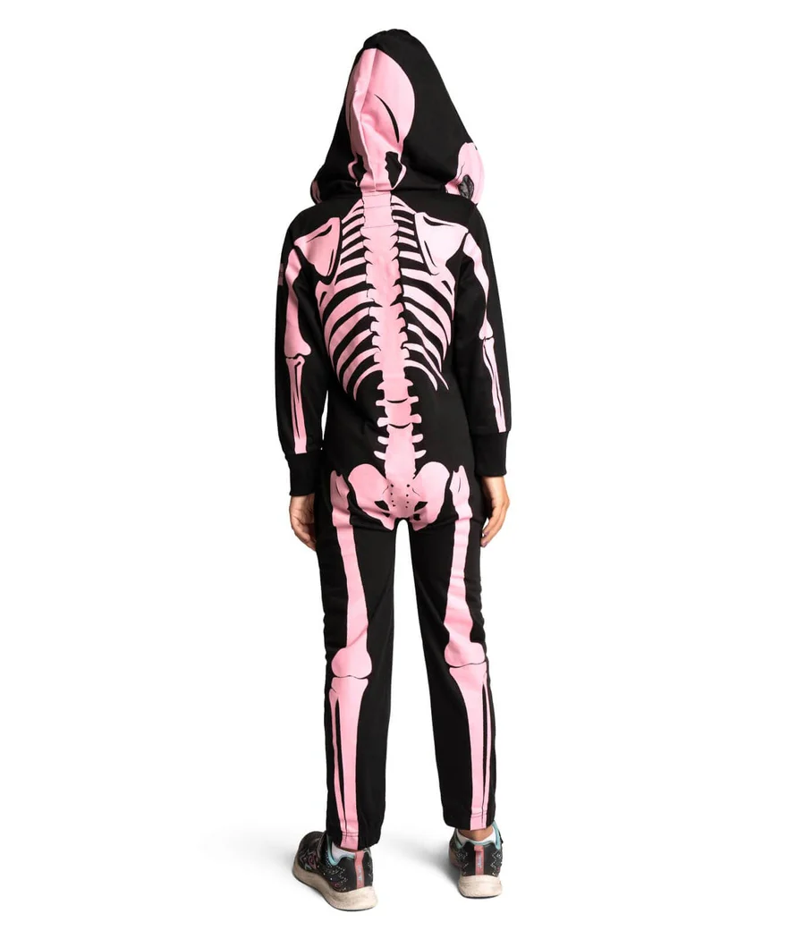 Girl's Pink Skeleton Costume - Image 2