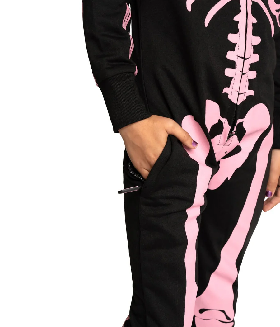 Girl's Pink Skeleton Costume - Image 3