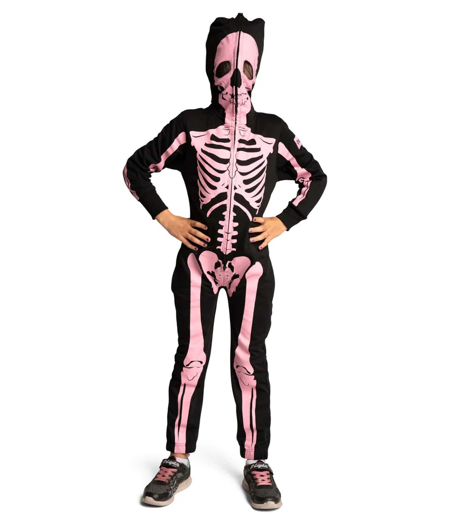 Girl's Pink Skeleton Costume - Image 4