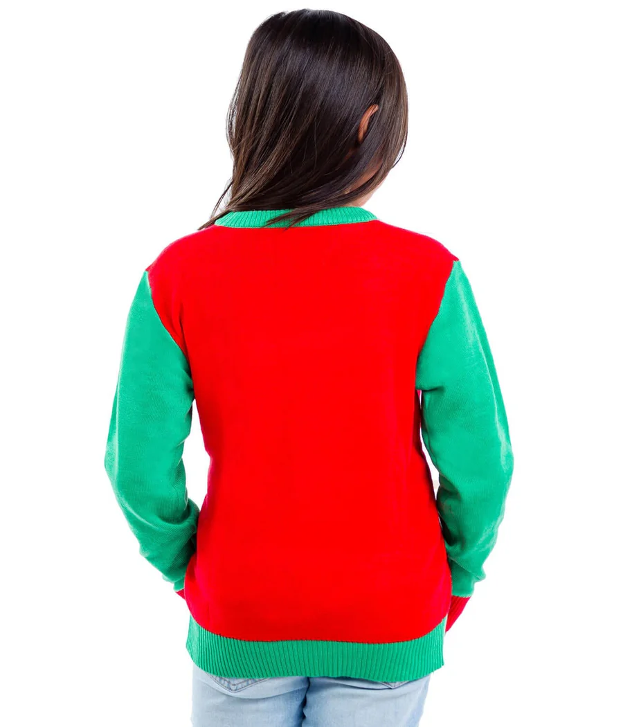 Girl's Cat in Wreath Ugly Christmas Sweater - Image 2