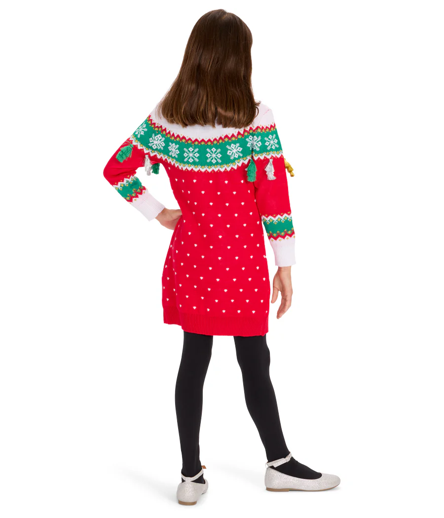 Girl's Merry Christmas Tassel Sweater Dress - Image 2
