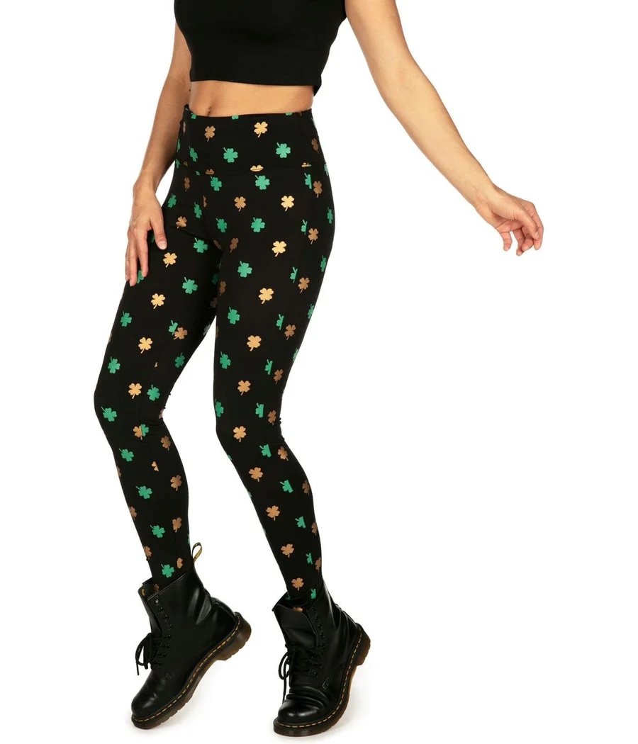 Gold Foil Clover High Waisted Leggings - Image 4