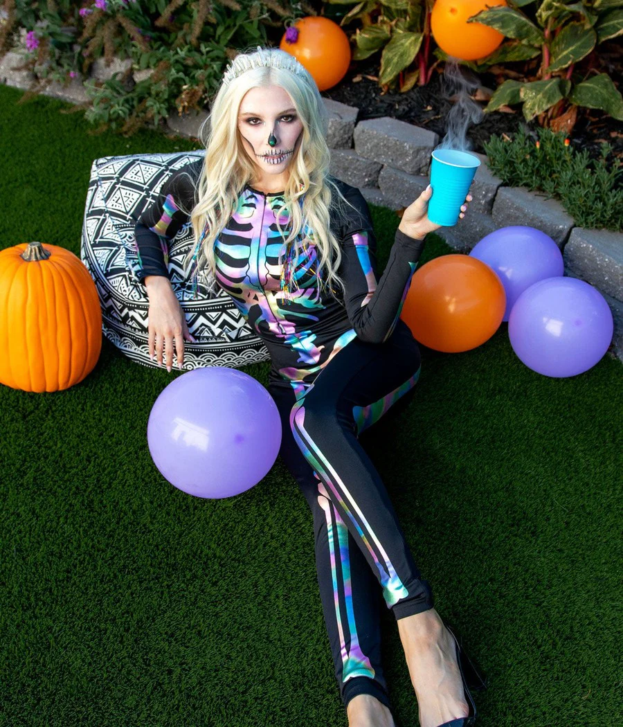 Iridescent Skeleton Bodysuit Costume - Image 4