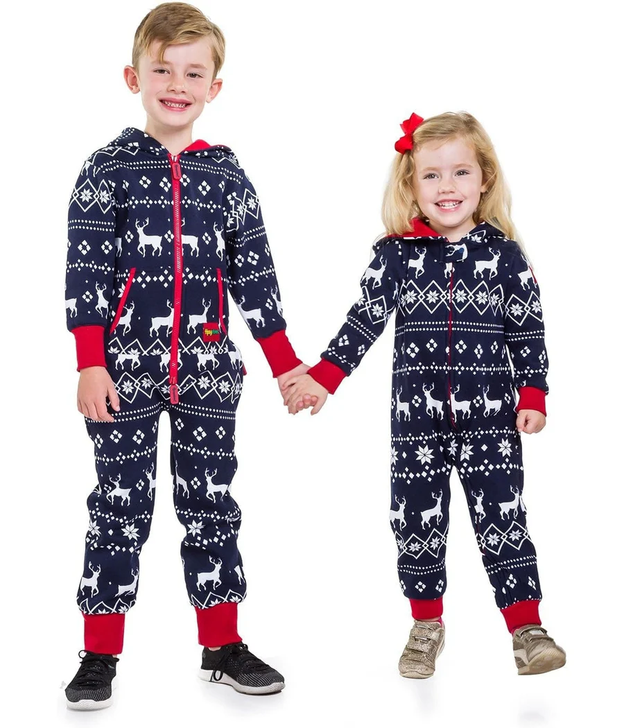 Boy's / Girl's Blue Fair Isle Reindeer Jumpsuit - Image 5