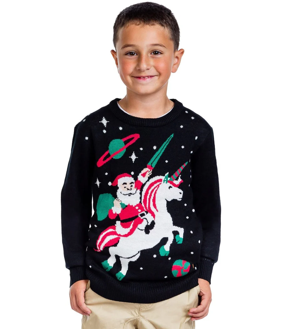 Boy's / Girl's Santa Unicorn Ugly Christmas Sweater - Image 3