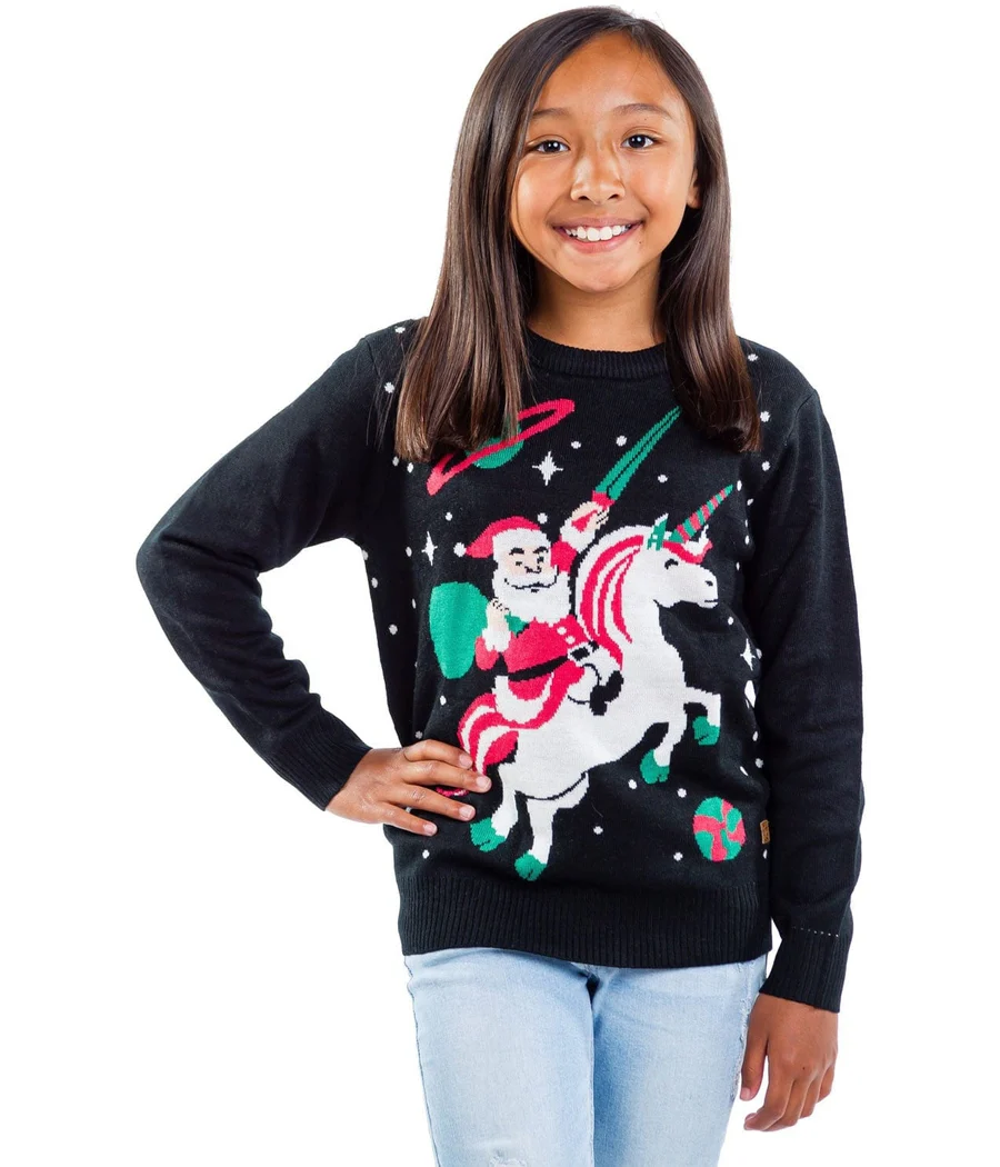 Boy's / Girl's Santa Unicorn Ugly Christmas Sweater - Image 5