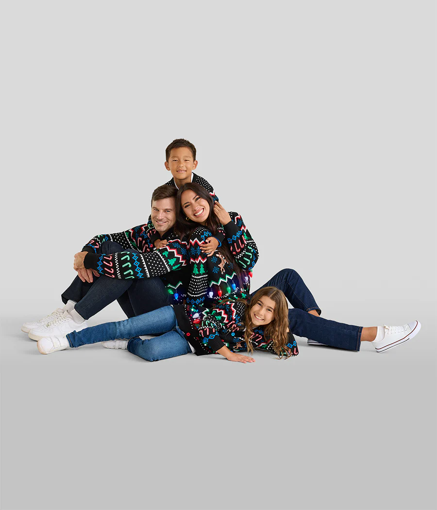 Matching Fair Isle Rudolph Light Up Family Cardigan Sweaters - Image 2