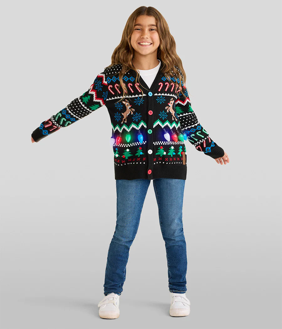 Matching Fair Isle Rudolph Light Up Family Cardigan Sweaters - Image 6