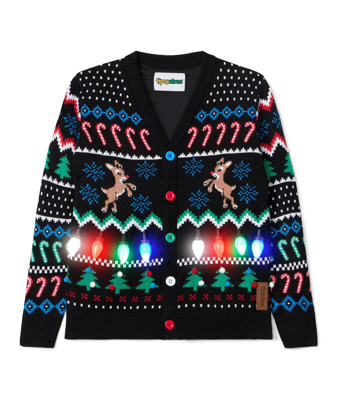 Matching Fair Isle Rudolph Light Up Family Cardigan Sweaters - Image 9