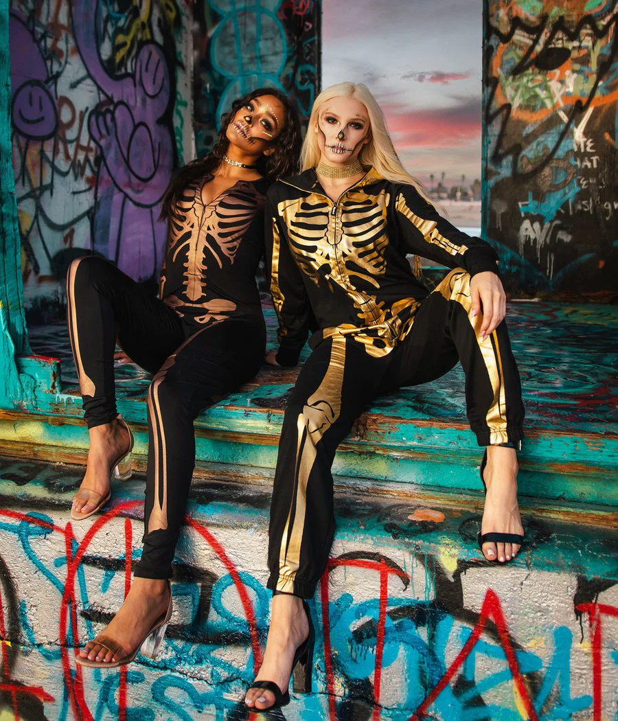 Gold Skeleton Couples Costumes - Image 2