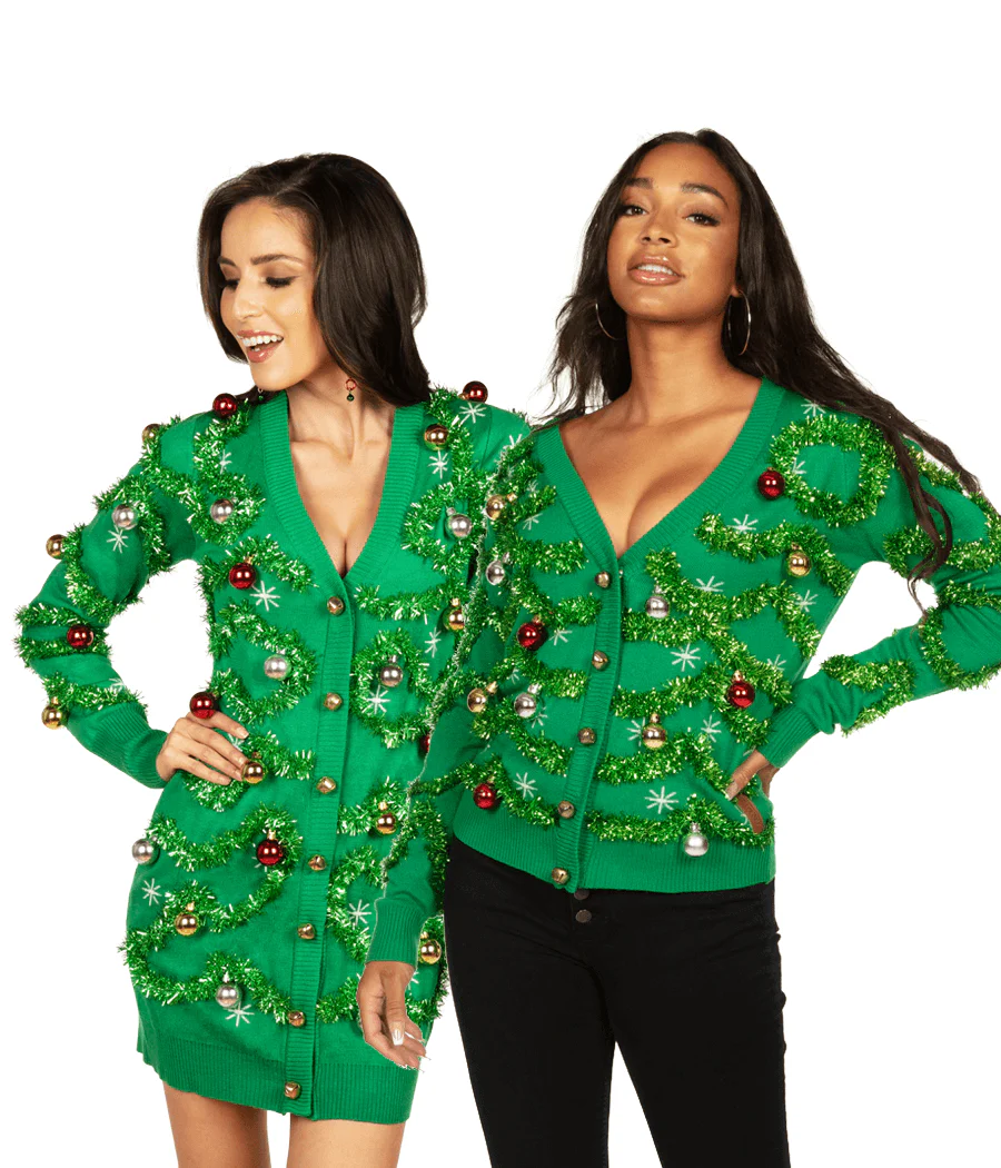 Matching Gaudy Garland Couples Ugly Christmas Sweater - Image 3