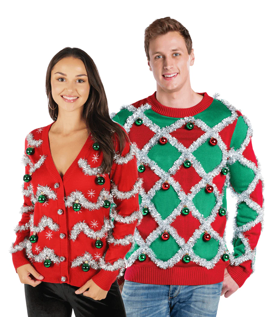 Matching Tacky Tinsel Couples Ugly Christmas Sweater - Image 2