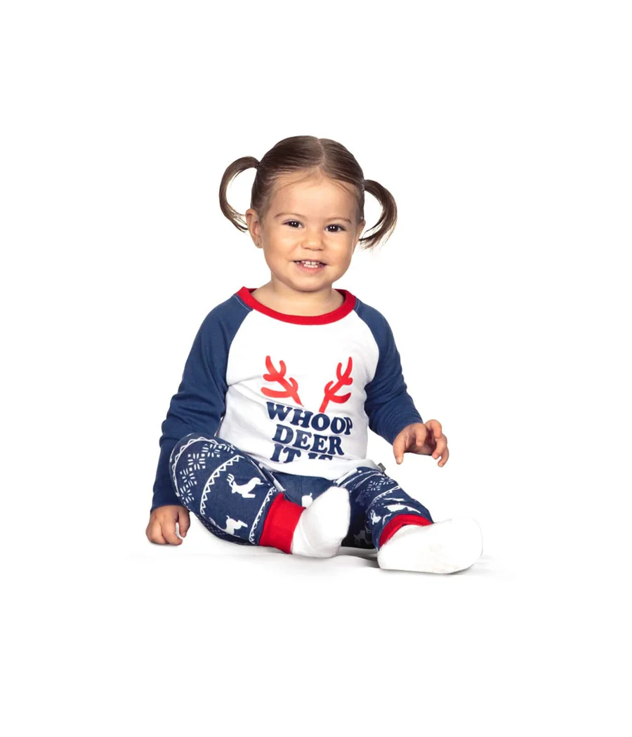 Baby Girl's Whoop Deer It Is Crew Neck Pajama Set - Image 2
