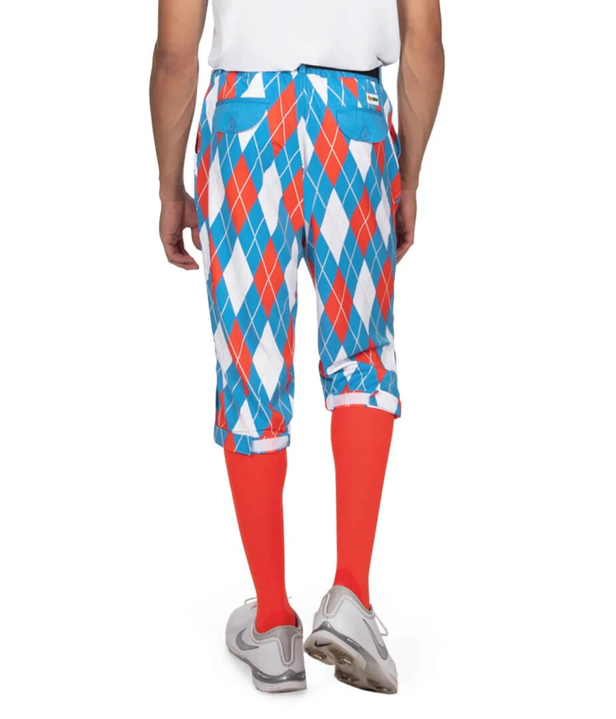Men's American Argyle Golf Knickers with Red Golf Socks - Image 2