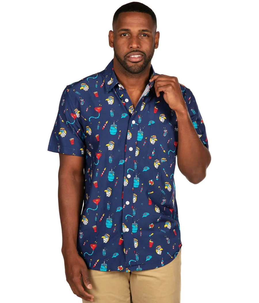 Men's Epic Eagle Keg Party Button Down Shirt - Image 2