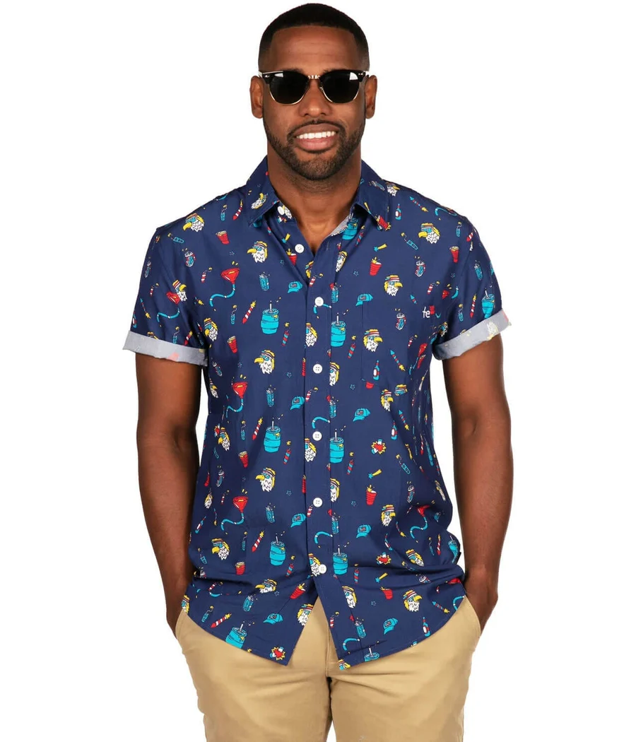 Men's Epic Eagle Keg Party Button Down Shirt - Image 4