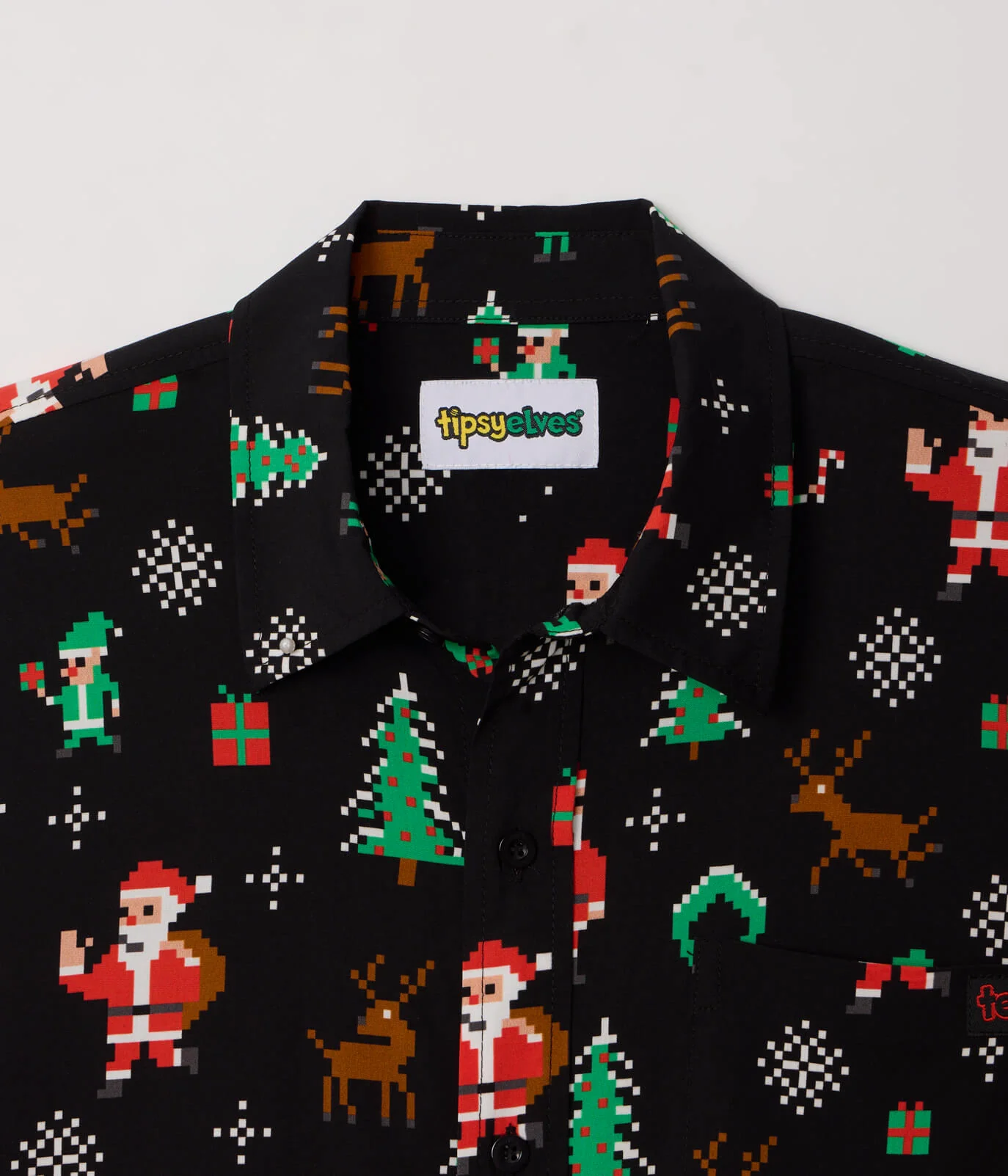 Men's 8-Bit Santa Button Down Shirt - Image 6
