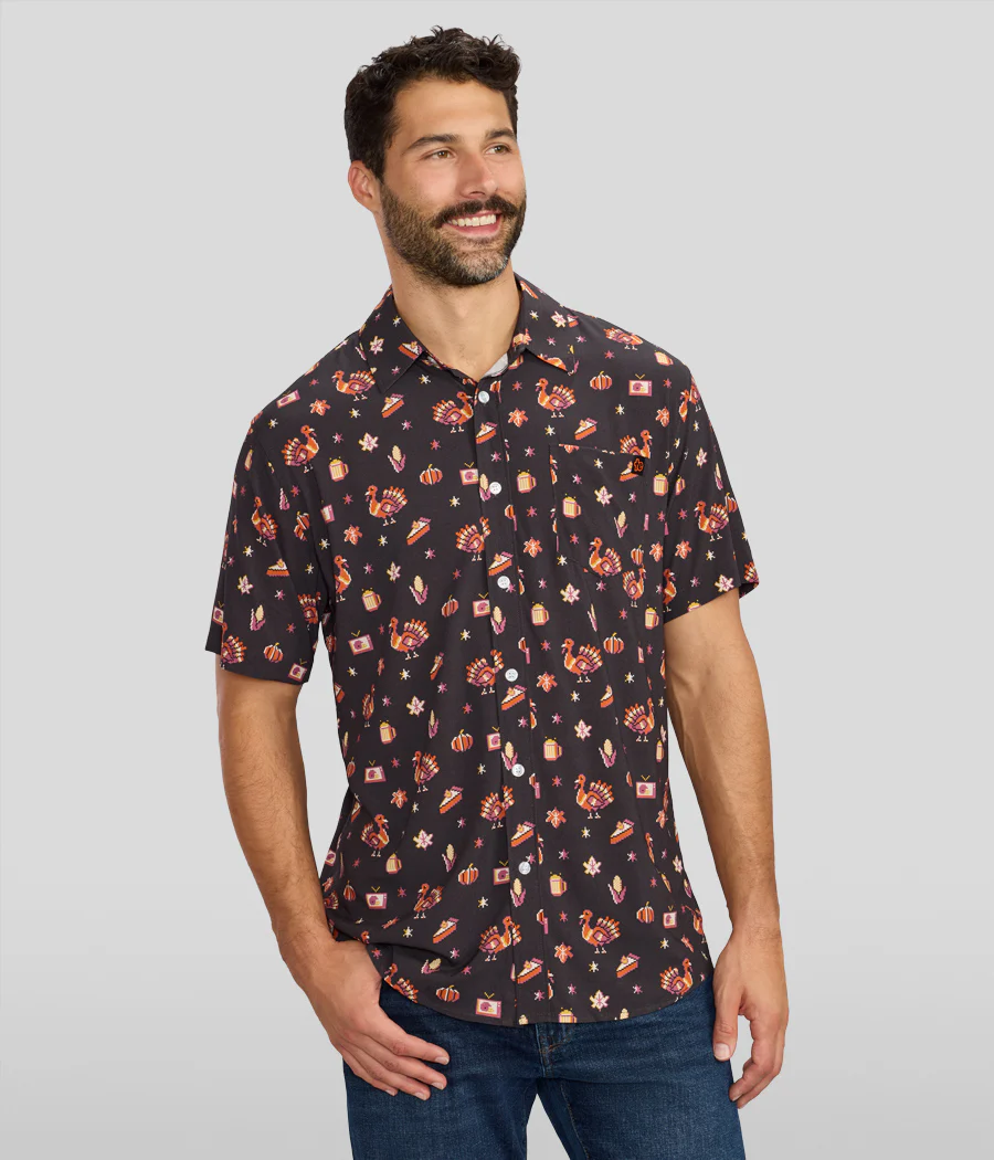 Men's 8-Bit Turkey Button Down Shirt - Image 2